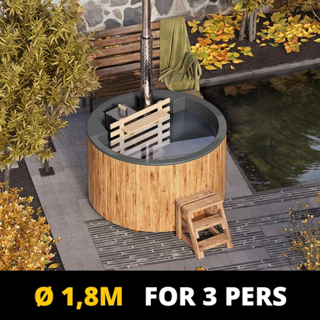 For 3 persons Wood-fired Hot Tub with an Inside Heater