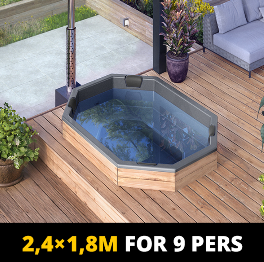 For 9 persons Hot Tub Liner from Fiberglass “Octa” 2,4×1,8m