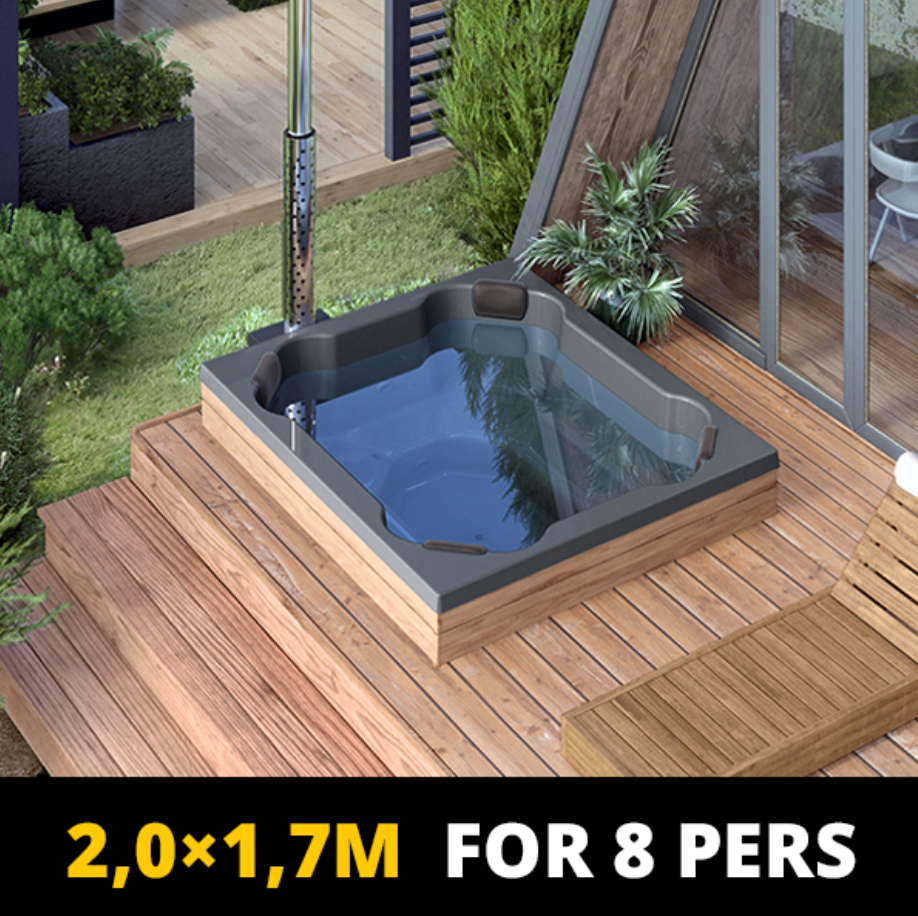 For 8 persons Hot Tub Liner from Fiberglass “Quattro” 2,0×1,7m
