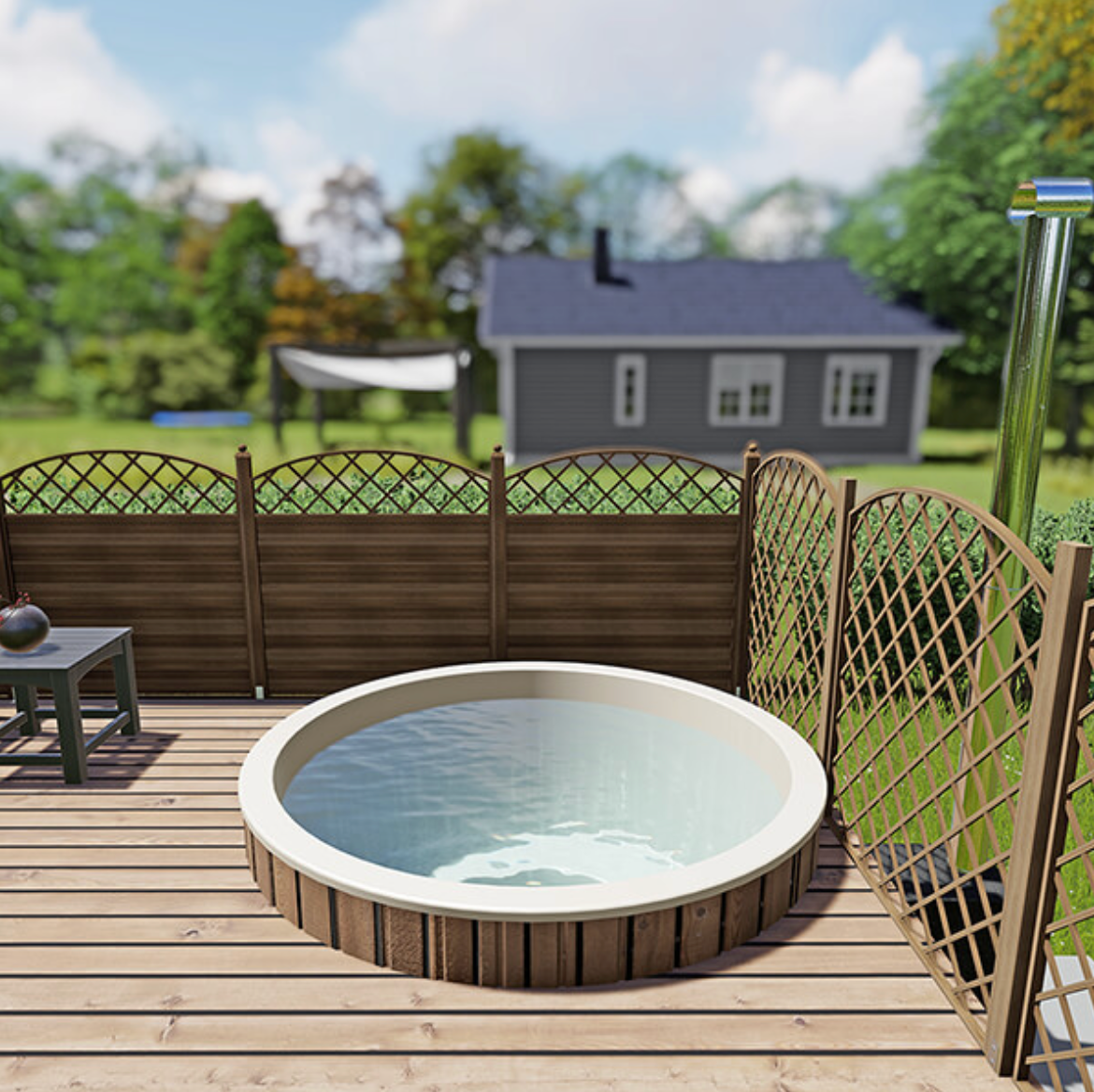 For 4 persons Hot Tub Liner from Fiberglass with an Outside Heater “Round” 1,8m
