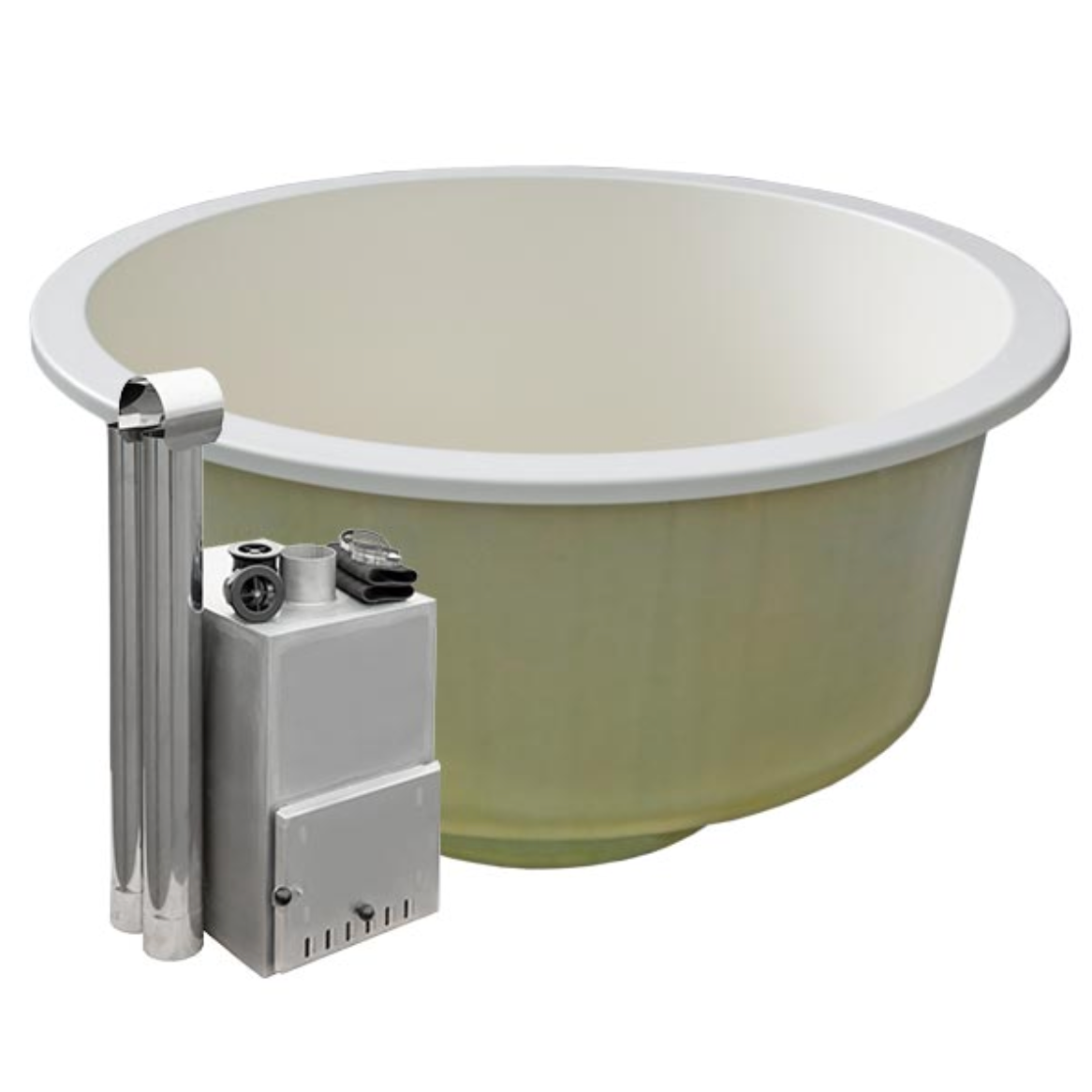 For 4 persons Hot Tub Liner from Fiberglass with an Outside Heater “Round” 1,8m