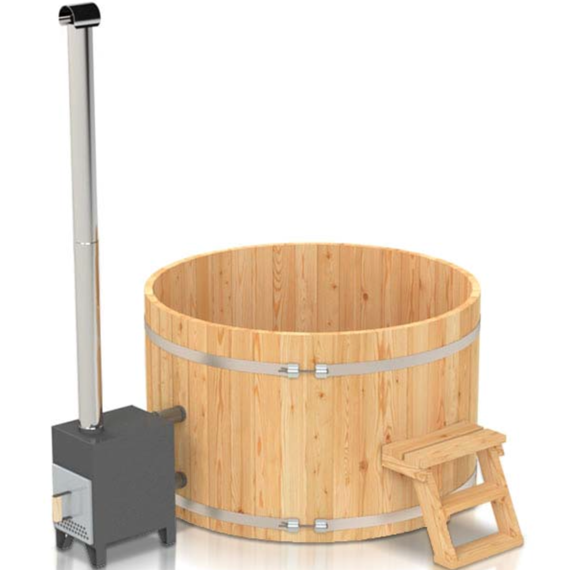 For 4-12 persons Wooden Hot Tub with an Outside Heater