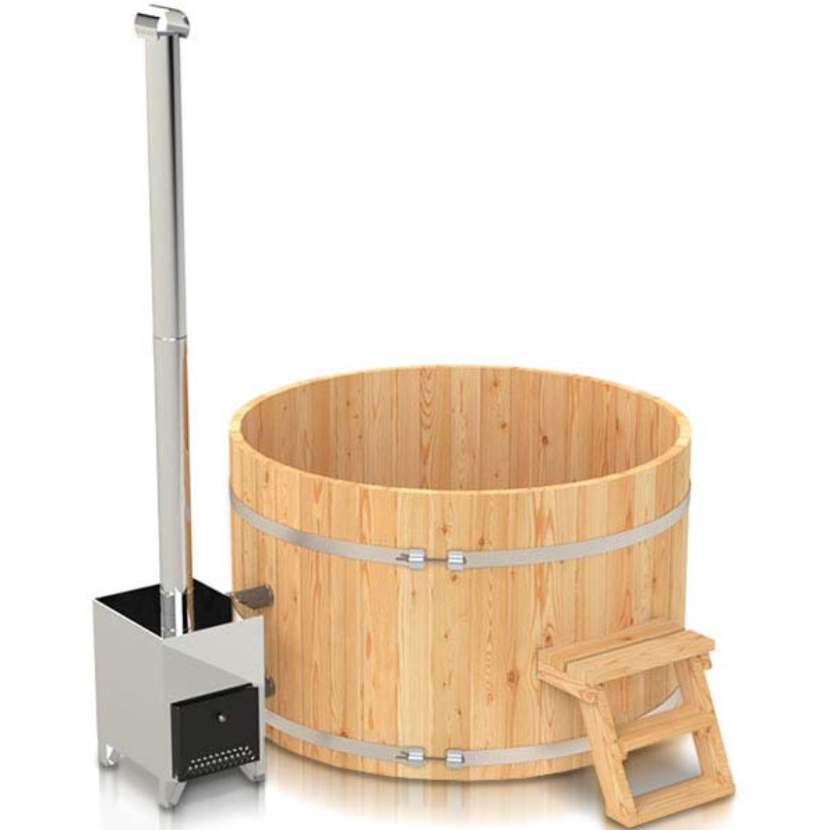 For 4-12 persons Wooden Hot Tub with an Outside Heater
