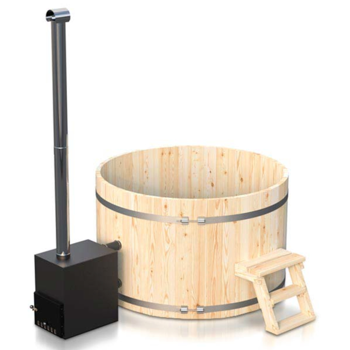 For 4-12 persons Wooden Hot Tub with an Outside Heater