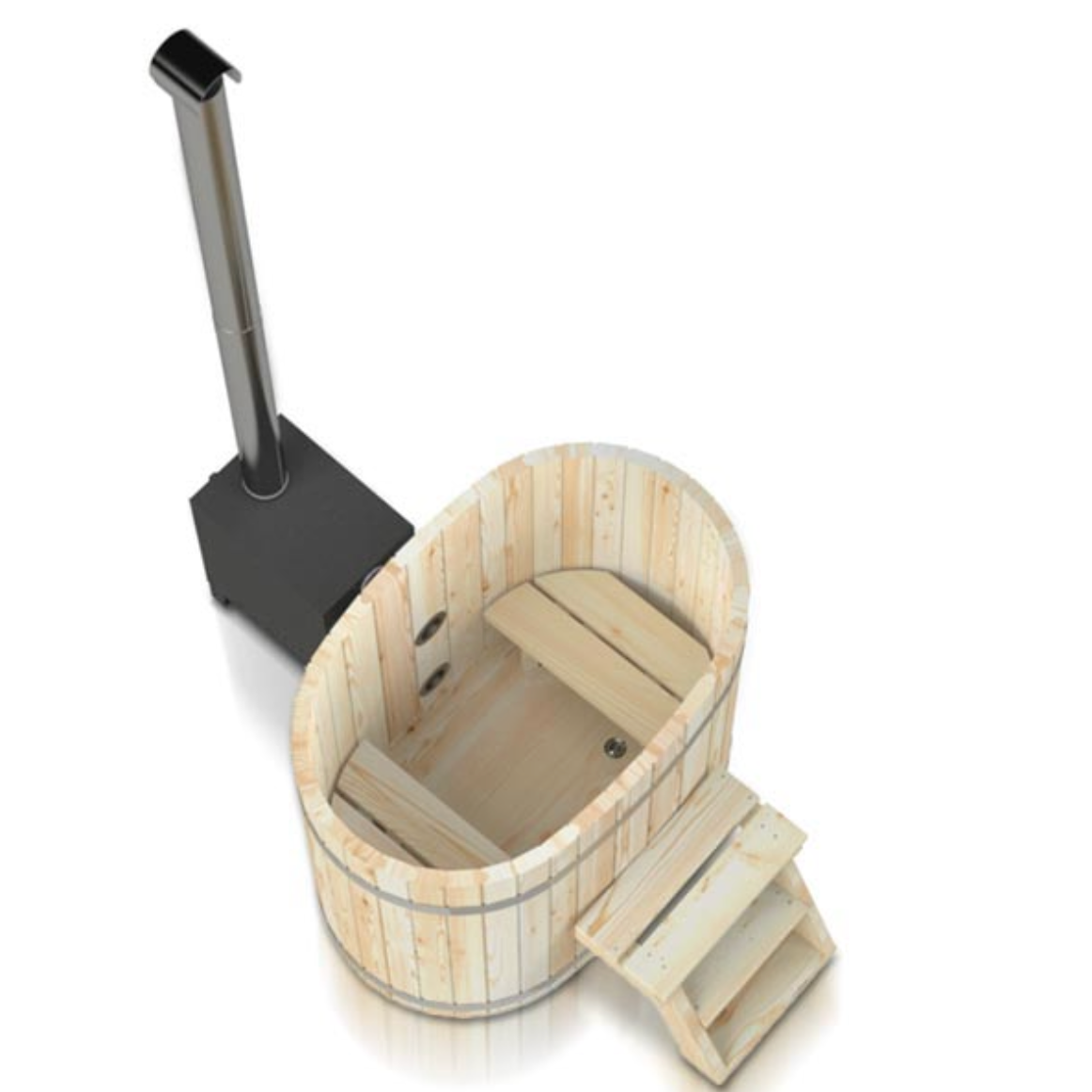 For 2 persons Wooden Hot Tub with an Outside Heater