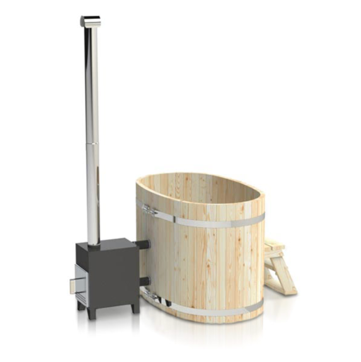 For 2 persons Wooden Hot Tub with an Outside Heater