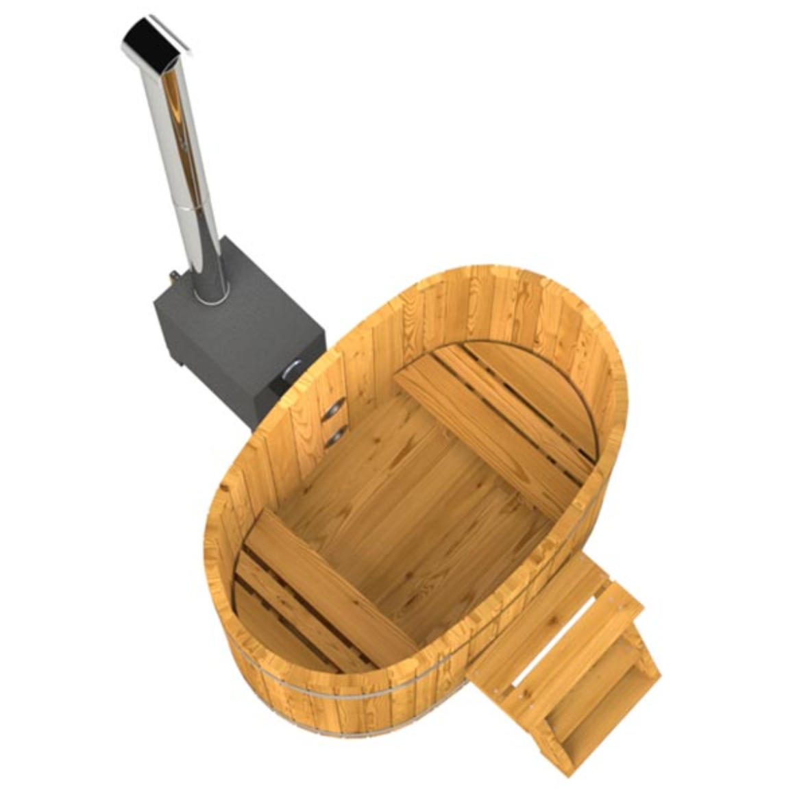 For 2 persons Wooden Hot Tub with an Outside Heater