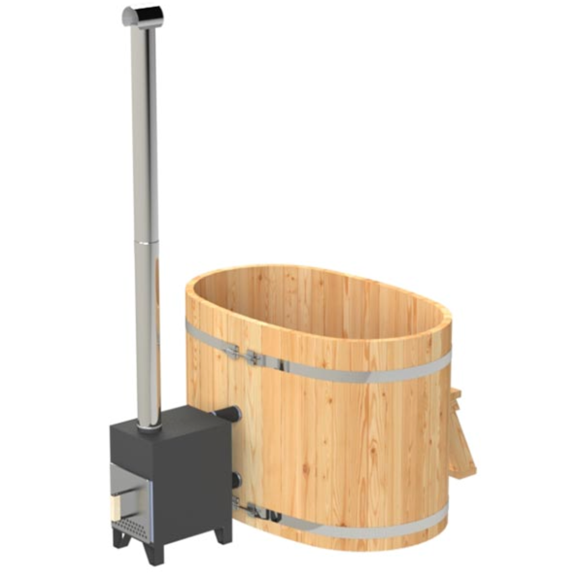 For 2 persons Wooden Hot Tub with an Outside Heater