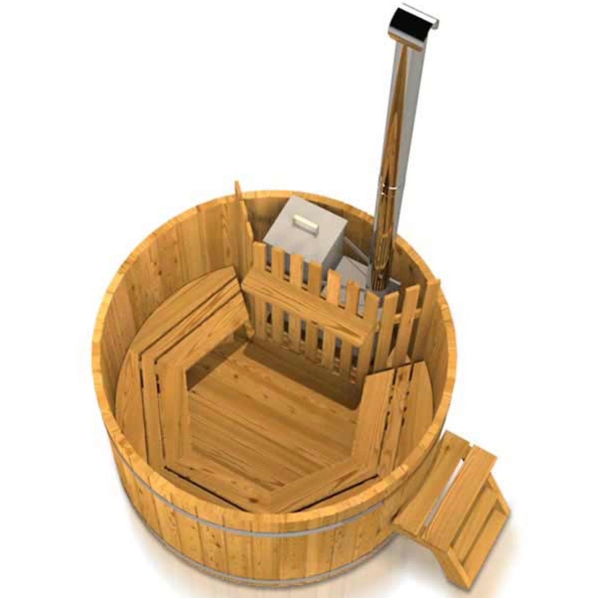 For 3-10 persons Wooden Hot Tub with an Inside Heater