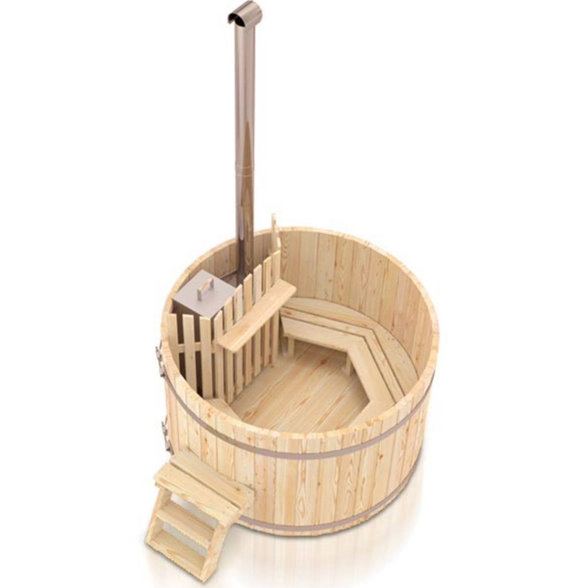 For 3-10 persons Wooden Hot Tub with an Inside Heater