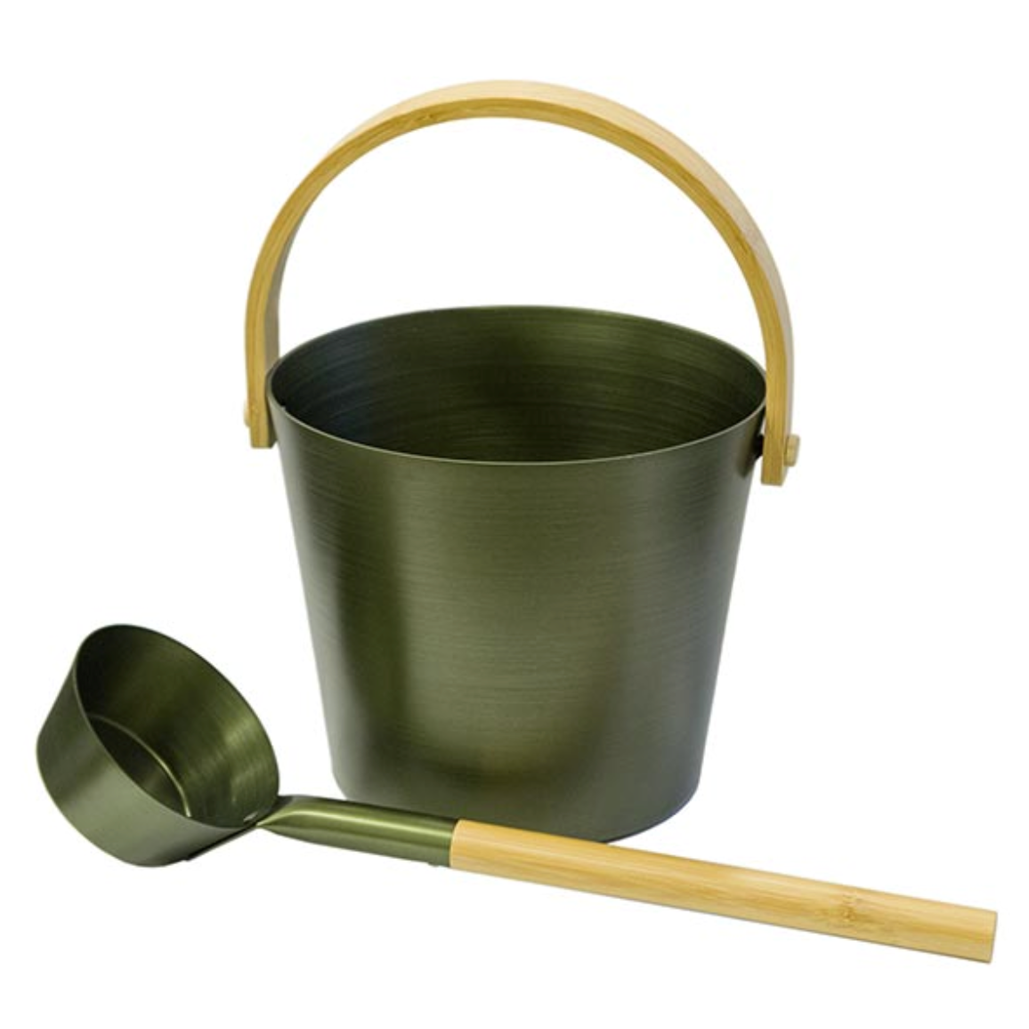 Bucket and ladle with bamboo handle 5L