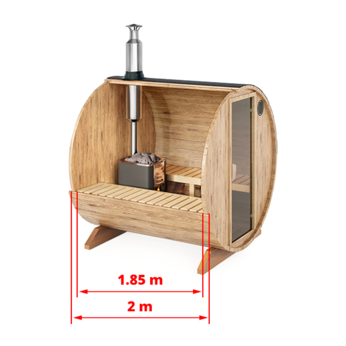 2-2.3m for 4 persons Outdoor Sauna
