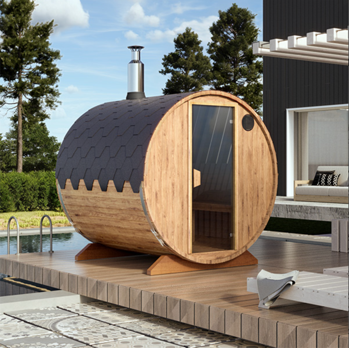 2-2.3m for 4 persons Outdoor Sauna