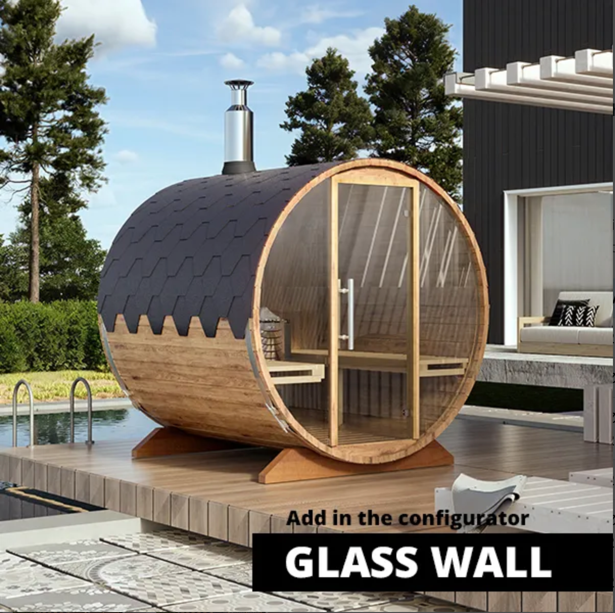 2-2.3m for 4 persons Outdoor Sauna