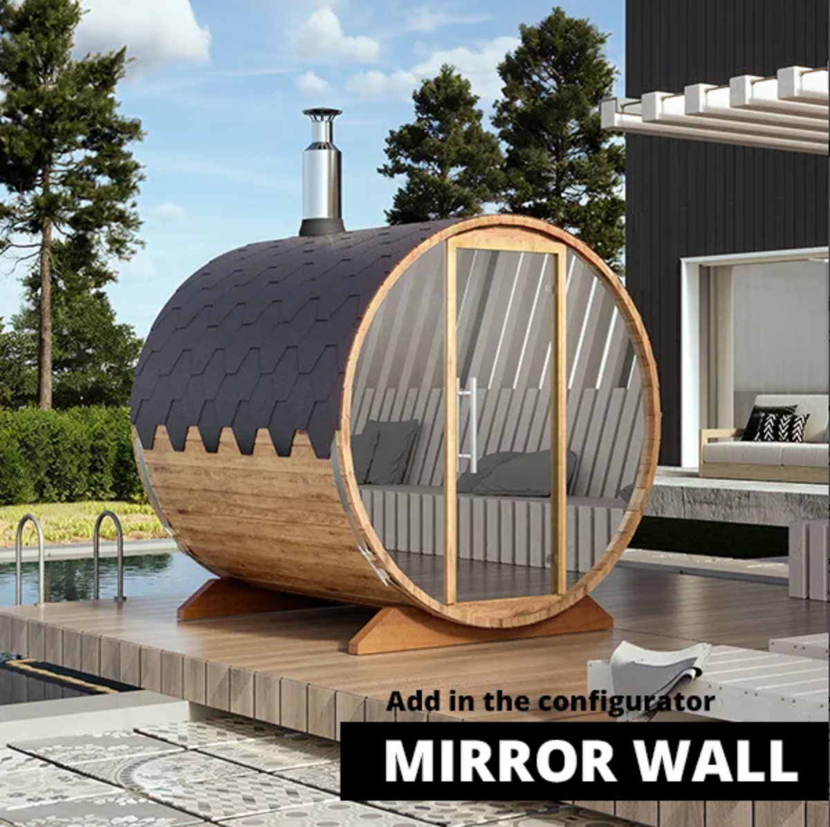 2-2.3m for 4 persons Outdoor Sauna