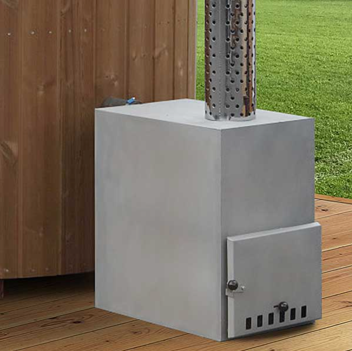 For 4 persons Wood-fired Hot Tub with an Outside Heater