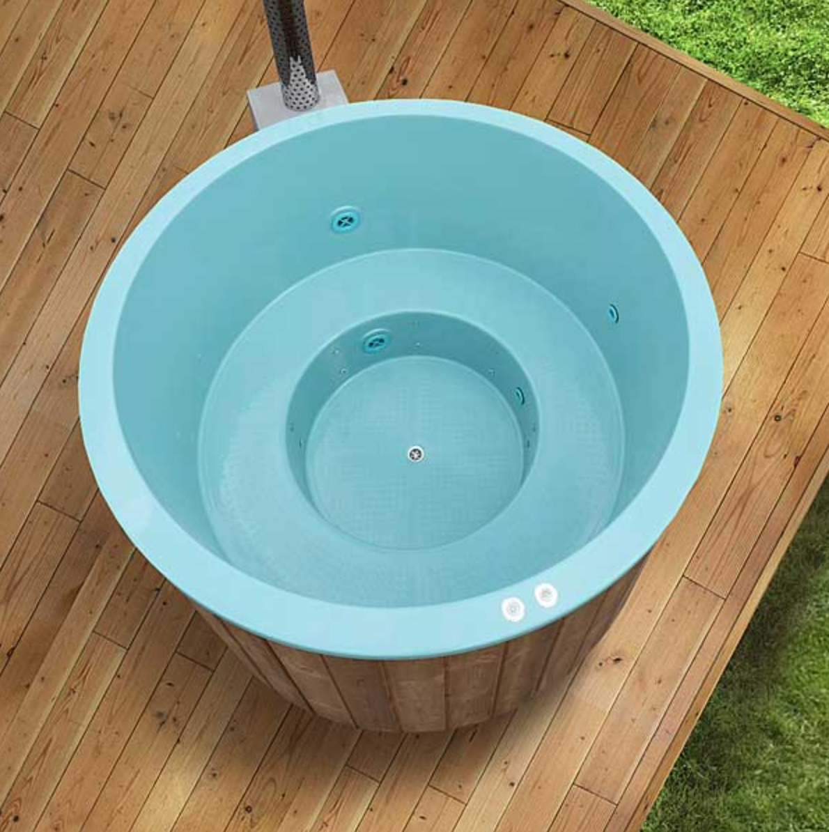 For 4 persons Wood-fired Hot Tub with an Outside Heater